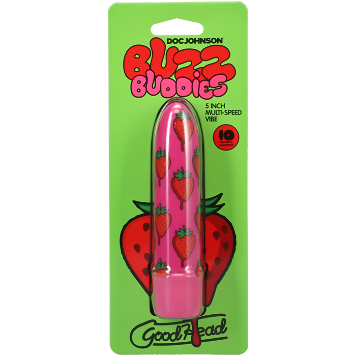 GoodHead Buzz Buddies 5 inch Muti-Speed Vibe - Strawberries
